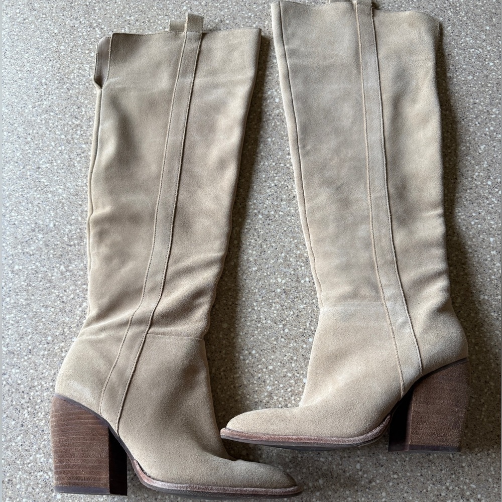 Gianni Bini Tan Over the Knee Boots with Block Heel